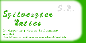 szilveszter matics business card